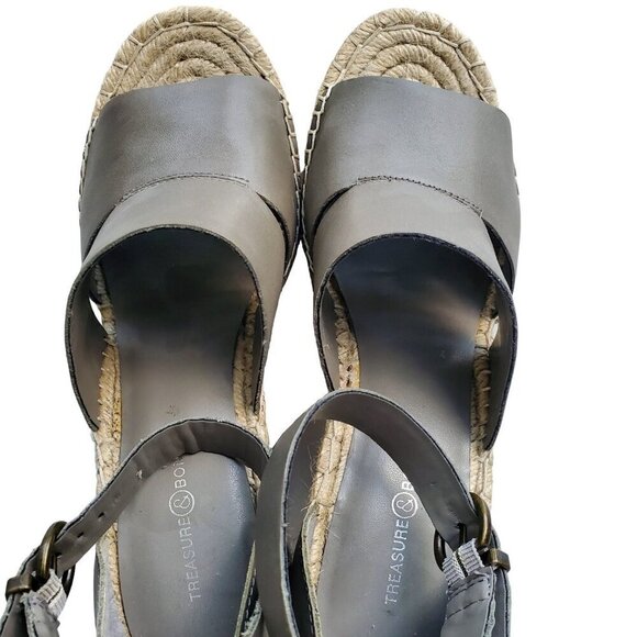 Treasure & Bond Sannibel High Heel Espadrille Platform Wedges Taupe Gray Size 10 - Picture 5 of 15
